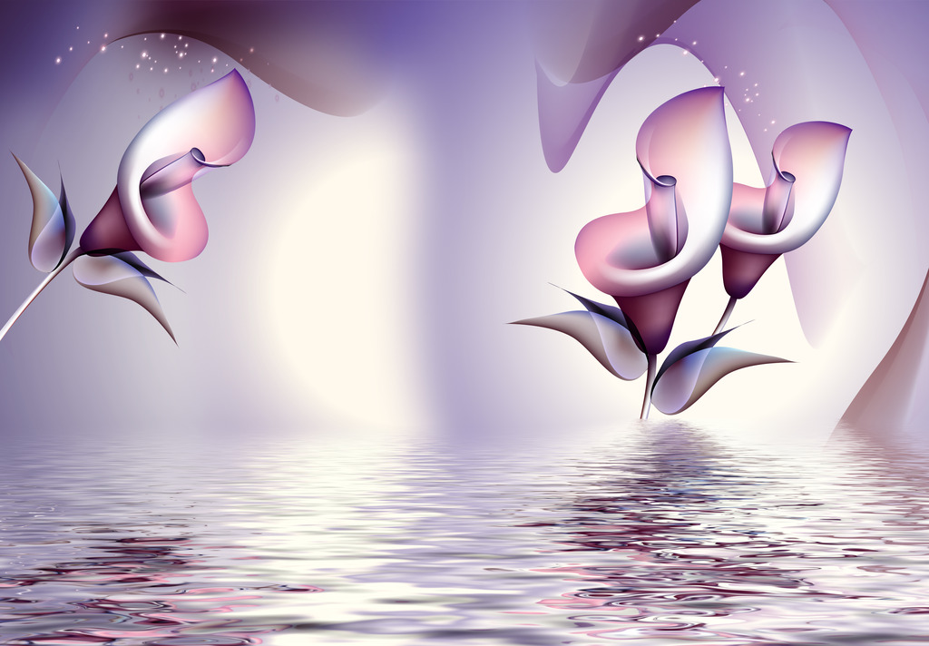 百合梦幻水纹唯美浪漫觅觅壁画