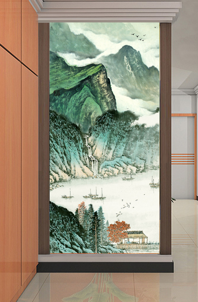 玄关 中式玄关 动物花鸟玄关 > 国画山水画水墨画山水风景画山水国画
