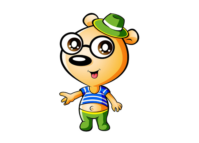 下载《眼镜小熊卡通形象psd分层源文件下载》源文件