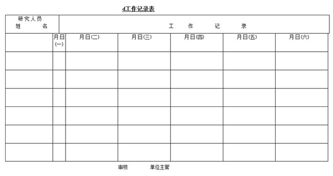 工作記錄表模板