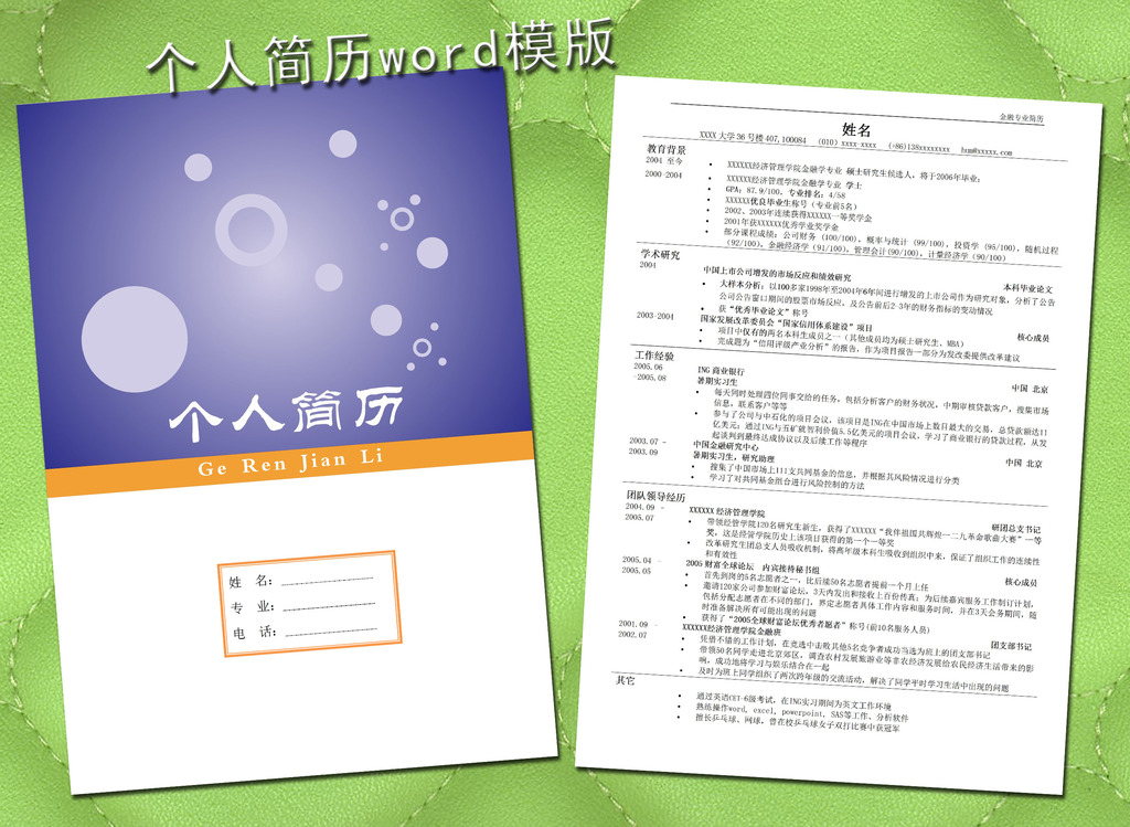 >> 文章內容 >> 簡歷模板 銀行金融 銀行個人簡歷模板求百百度雲鏈接