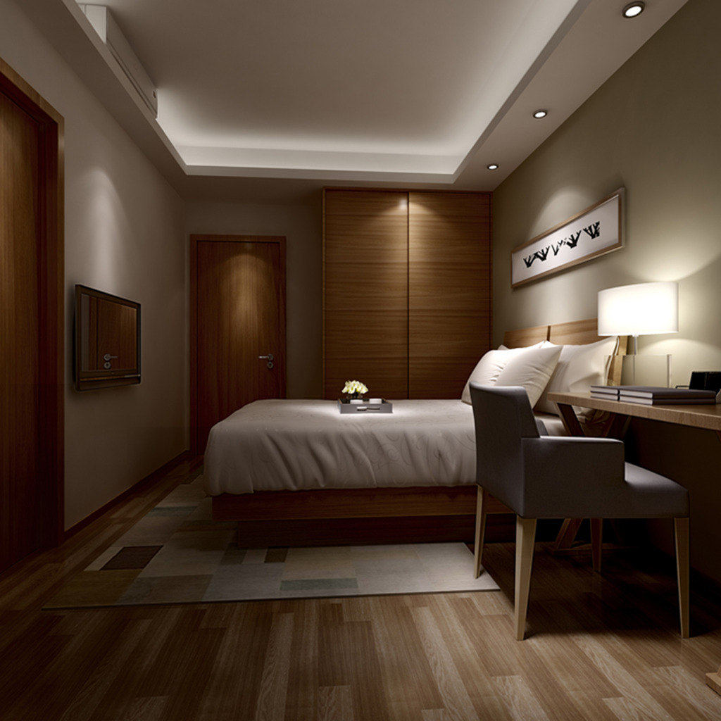 【max】现代简约卧室3d效果图模型