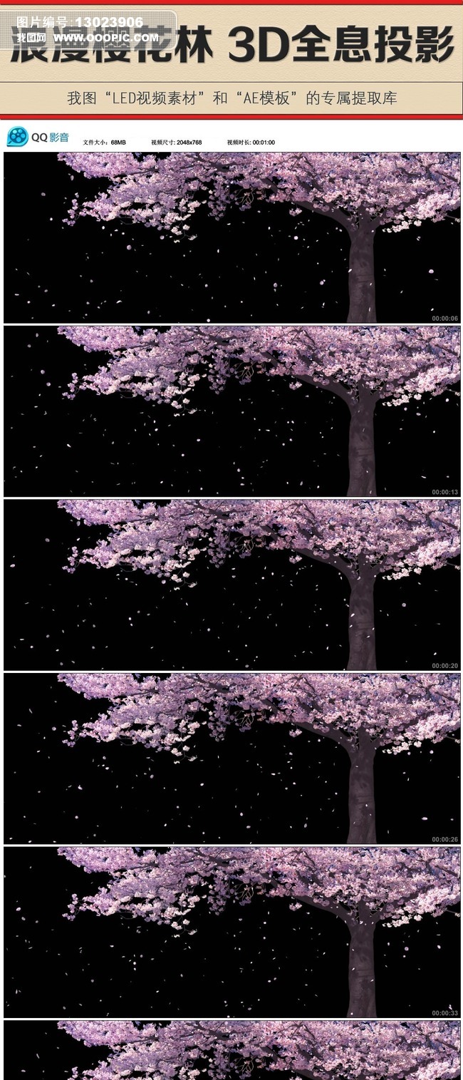浪漫樱花林3d全息投影led大屏幕视频模板下载_我图网