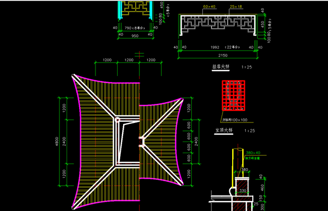 四角重簷亭設計cad下載圖片下載 重簷亭 亭子 八角亭 涼亭施工圖立面