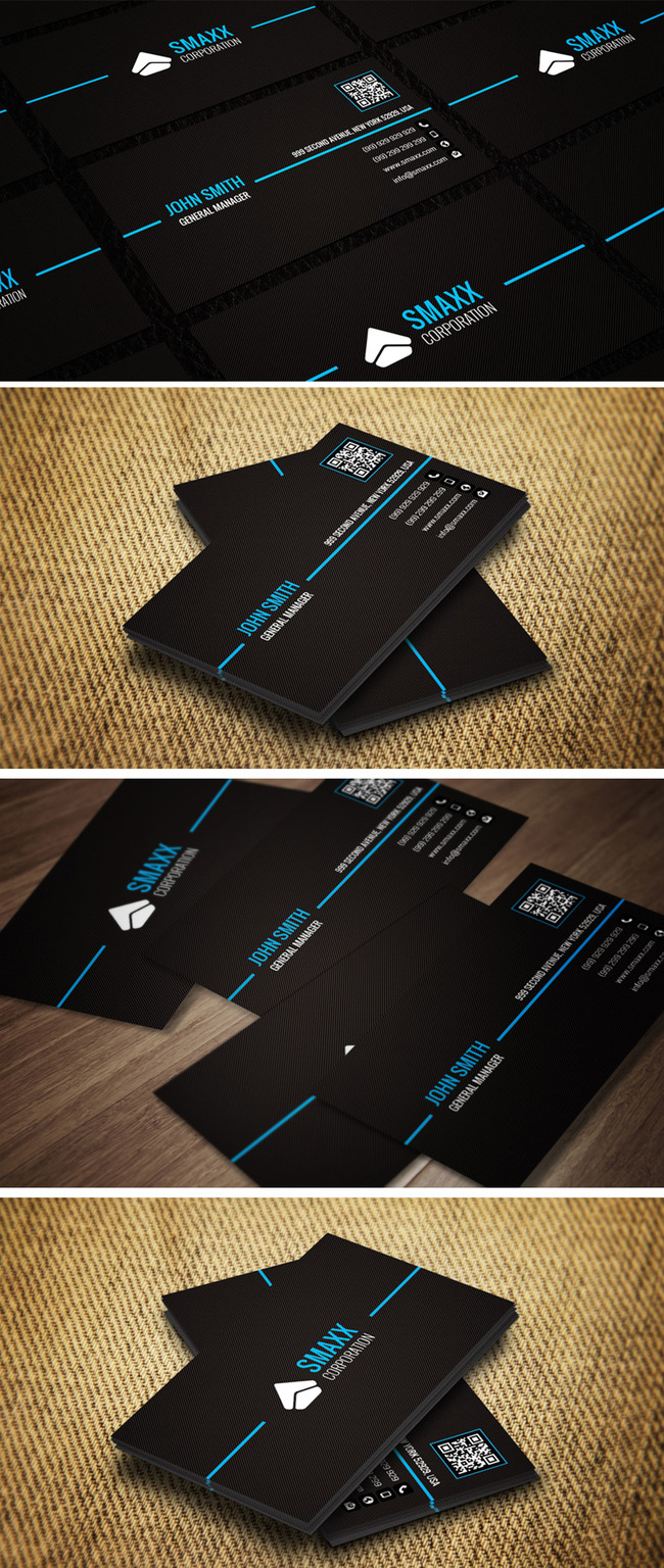 创意黑色个性名片psd模板v19
