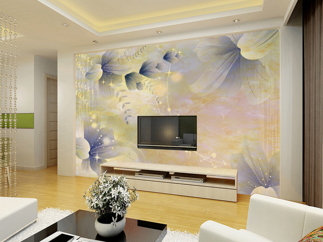 现代时尚梦幻百合电视背景墙