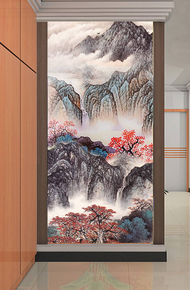 国画风景画山水画高山玄关背景墙
