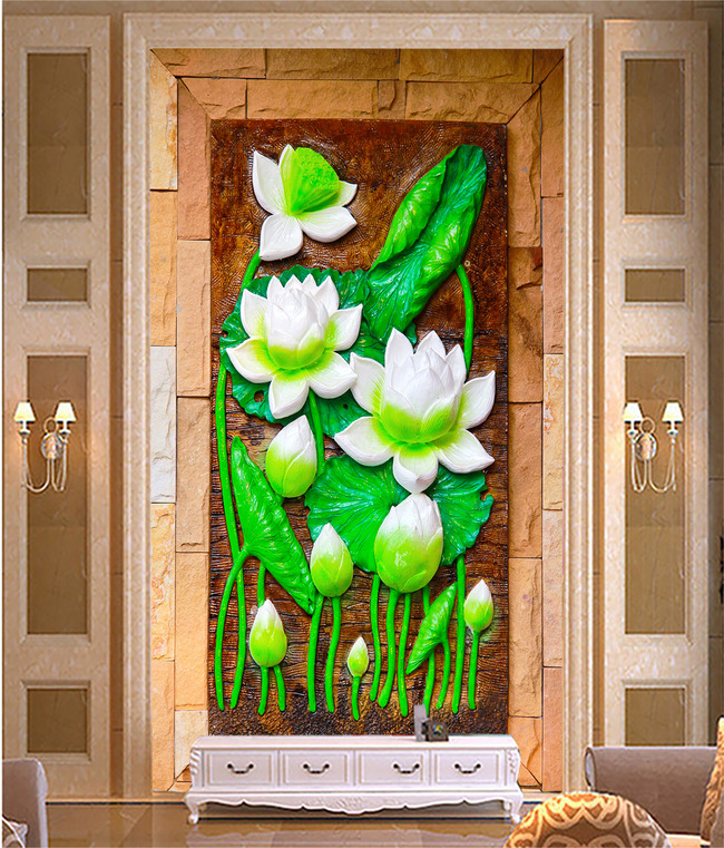 背景墙|装饰画 玄关 彩雕玄关 > 浮雕玄关荷花鱼 下一张&nbsp;&gt