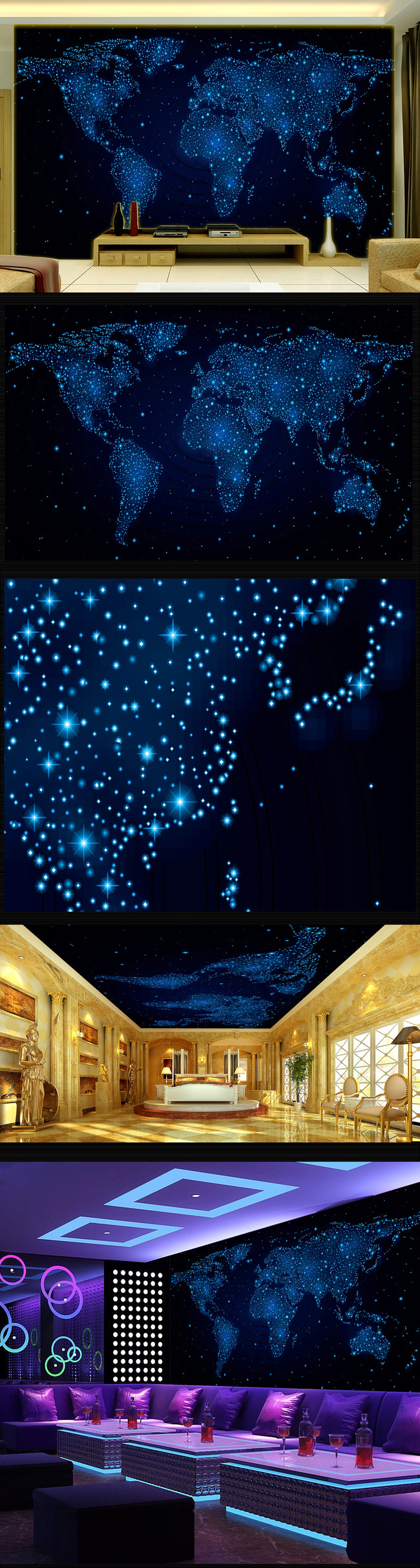 工装背景墙 酒吧|ktv装饰背景墙 > 蓝色梦幻星空客厅吊顶天花板壁画