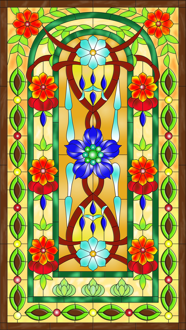 教堂玻璃彩绘装饰画