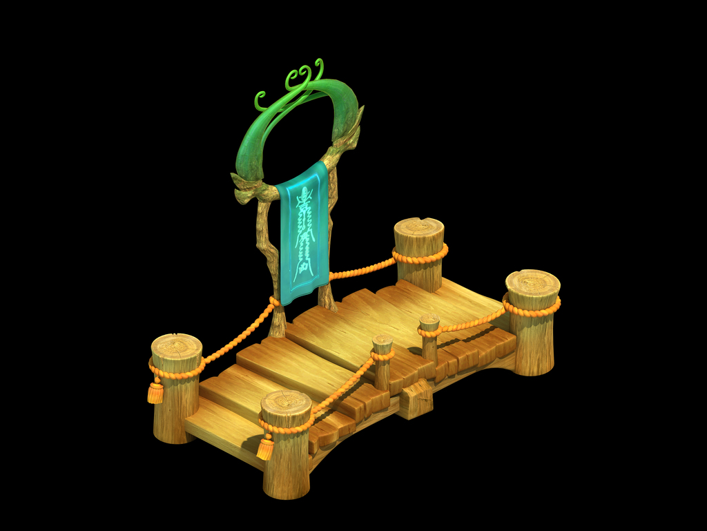 3d游戏卡通竹桥木桥小桥模型模板下载_我图网